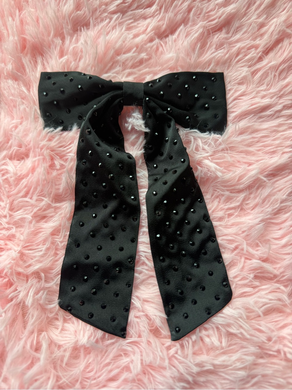 Francesca's Black Bow Hair Clip with Beaded Detail